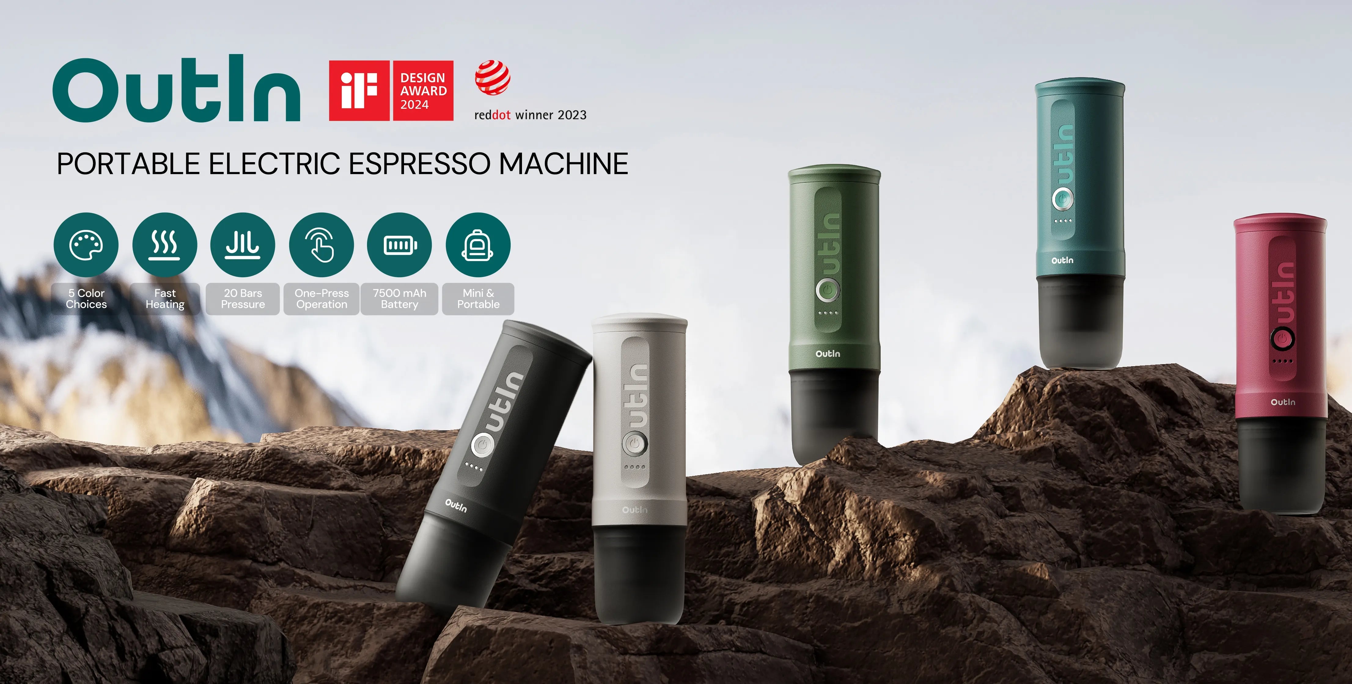 Espressor portabil Outin Nano | Alb perlat